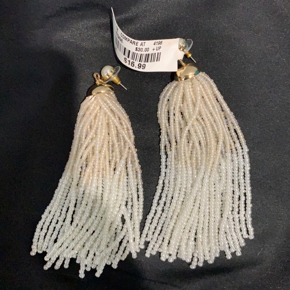 Beaded White Earrings